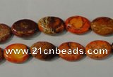 CDE750 15.5 inches 12*14mm oval dyed sea sediment jasper beads