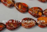 CDE754 15.5 inches 13*18mm flat teardrop dyed sea sediment jasper beads