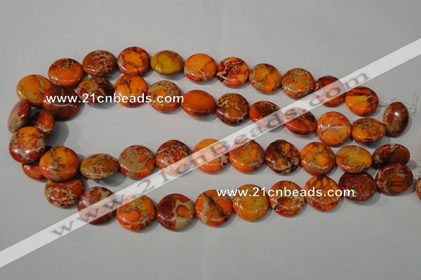 CDE757 15.5 inches 18mm flat round dyed sea sediment jasper beads