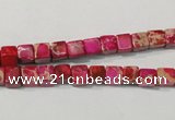 CDE780 15.5 inches 5*5mm cube dyed sea sediment jasper beads