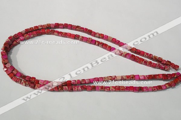 CDE780 15.5 inches 5*5mm cube dyed sea sediment jasper beads