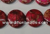 CDE787 15.5 inches 20mm flat round dyed sea sediment jasper beads