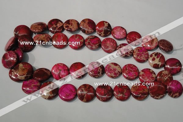 CDE787 15.5 inches 20mm flat round dyed sea sediment jasper beads