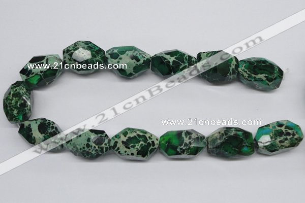 CDE80 15.5 inches 20*30mm faceted nuggets dyed sea sediment jasper beads