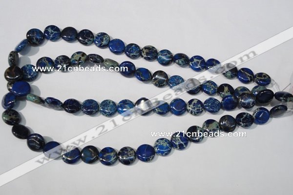 CDE906 15.5 inches 12mm flat round dyed sea sediment jasper beads