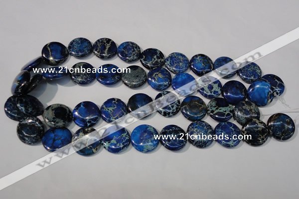 CDE908 15.5 inches 20mm flat round dyed sea sediment jasper beads