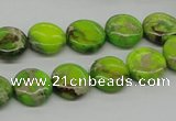 CDE91 15.5 inches 12mm flat round dyed sea sediment jasper beads