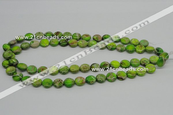 CDE91 15.5 inches 12mm flat round dyed sea sediment jasper beads