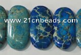 CDE917 15.5 inches 15*30mm oval double drilled dyed sea sediment jasper beads