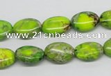 CDE92 15.5 inches 10*14mm oval dyed sea sediment jasper beads