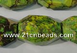 CDE933 15.5 inches 19*30mm faceted nuggets dyed sea sediment jasper beads