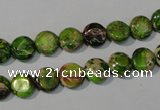 CDE935 15.5 inches 8mm flat round dyed sea sediment jasper beads