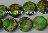 CDE937 15.5 inches 16mm flat round dyed sea sediment jasper beads