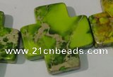 CDE953 15.5 inches 35*35mm cross dyed sea sediment jasper beads