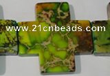 CDE954 15.5 inches 45*45mm cross dyed sea sediment jasper beads