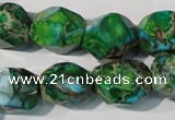 CDE964 15.5 inches 14*17mm faceted nuggets dyed sea sediment jasper beads