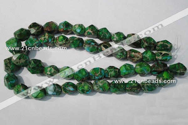 CDE964 15.5 inches 14*17mm faceted nuggets dyed sea sediment jasper beads