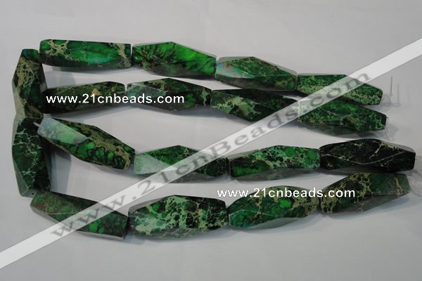 CDE965 15.5 inches 15*45mm faceted rice dyed sea sediment jasper beads