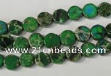 CDE970 15.5 inches 7mm flat round dyed sea sediment jasper beads