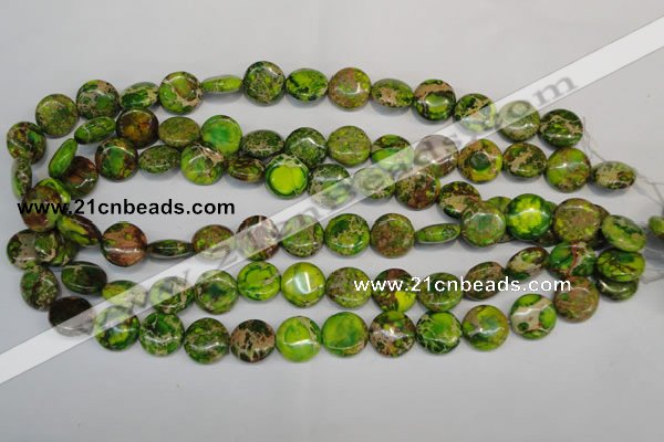 CDI123 15.5 inches 14mm flat round dyed imperial jasper beads