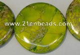 CDI129 15.5 inches 44mm flat round dyed imperial jasper beads