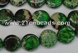 CDI170 15.5 inches 12mm flat round dyed imperial jasper beads