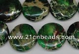 CDI174 15.5 inches 20mm flat round dyed imperial jasper beads