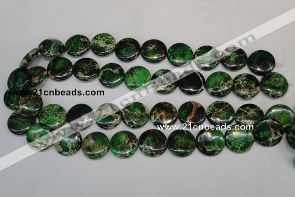 CDI174 15.5 inches 20mm flat round dyed imperial jasper beads