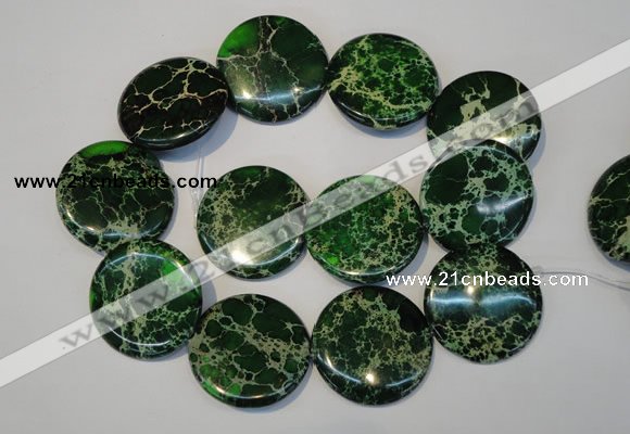 CDI177 15.5 inches 35mm flat round dyed imperial jasper beads