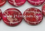 CDI18 16 inches 25mm flat round dyed imperial jasper beads wholesale