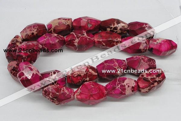 CDI28 16 inches 25*35mm faceted nuggets dyed imperial jasper beads