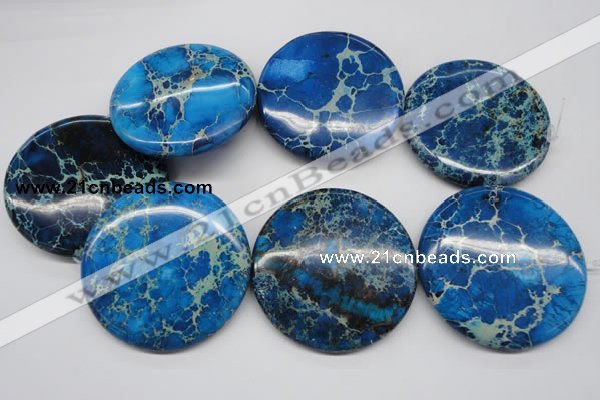 CDI312 15.5 inches 55mm flat round dyed imperial jasper beads