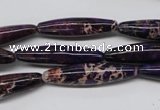 CDI383 15.5 inches 7*30mm rice dyed imperial jasper beads