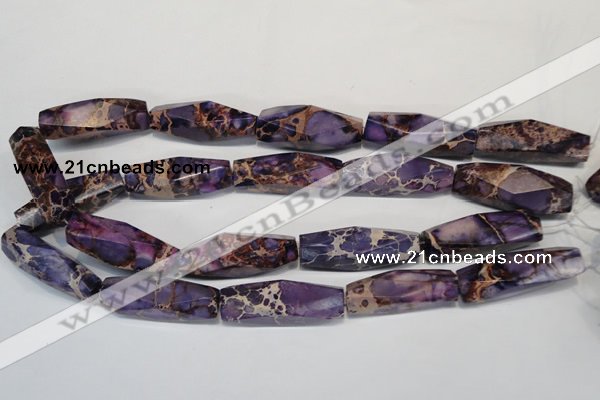 CDI386 15.5 inches 12*40mm faceted rice dyed imperial jasper beads