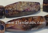 CDI388 15.5 inches 14*44mm faceted rice dyed imperial jasper beads