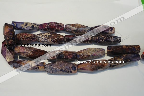 CDI388 15.5 inches 14*44mm faceted rice dyed imperial jasper beads