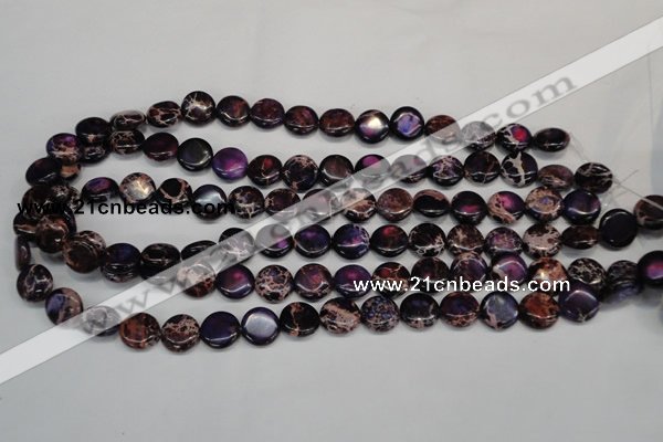 CDI398 15.5 inches 12mm flat round dyed imperial jasper beads