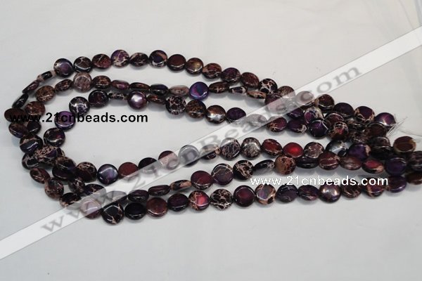 CDI405 15.5 inches 10mm flat round dyed imperial jasper beads