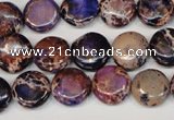 CDI406 15.5 inches 12mm flat round dyed imperial jasper beads