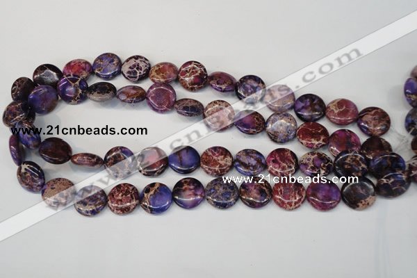 CDI408 15.5 inches 16mm flat round dyed imperial jasper beads