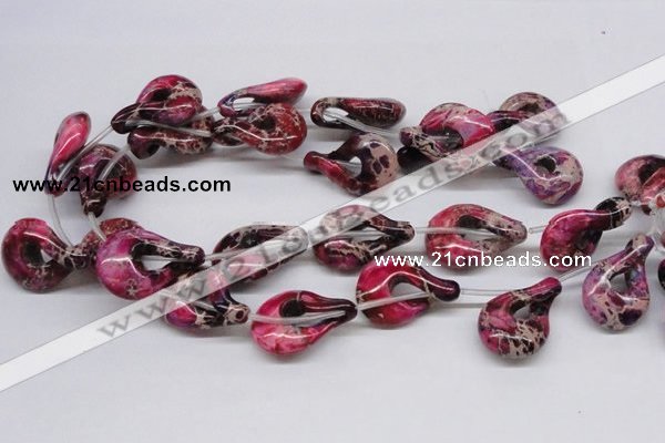 CDI43 16 inches 22*35mm petal shaped dyed imperial jasper beads