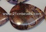 CDI461 15.5 inches 30*40mm flat teardrop dyed imperial jasper beads