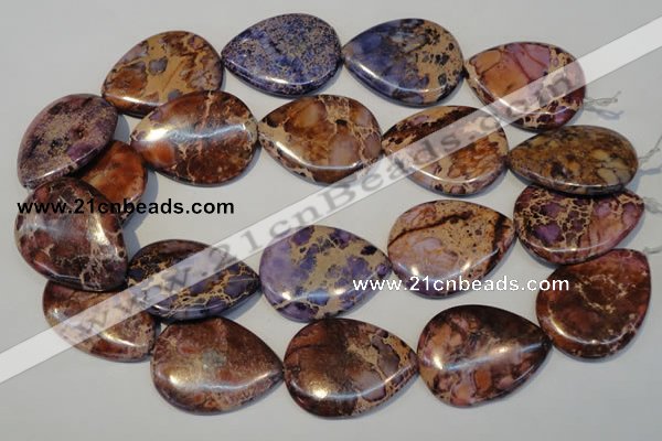 CDI461 15.5 inches 30*40mm flat teardrop dyed imperial jasper beads