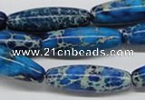 CDI48 16 inches 10*30mm rice dyed imperial jasper beads wholesale