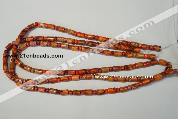 CDI505 15.5 inches 3*6mm rondelle & 6*9mm tube dyed imperial jasper beads