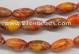 CDI510 15.5 inches 8*16mm rice dyed imperial jasper beads