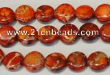 CDI516 15.5 inches 10mm flat round dyed imperial jasper beads