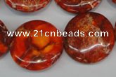 CDI522 15.5 inches 25mm flat round dyed imperial jasper beads