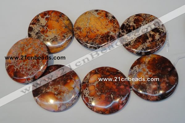 CDI526 15.5 inches 55mm flat round dyed imperial jasper beads