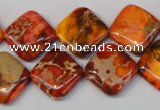 CDI545 15.5 inches 14*14mm diamond dyed imperial jasper beads